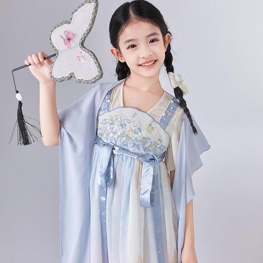笛莎Deesha 童装女童连衣裙2025夏新款女童气质披肩汉服 商品图3