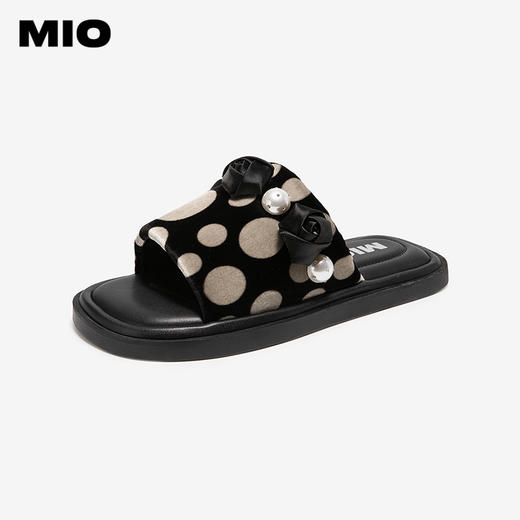 MIO米奥拖鞋女休闲复古凉鞋时尚波点平跟外穿一字拖M253131251 商品图0