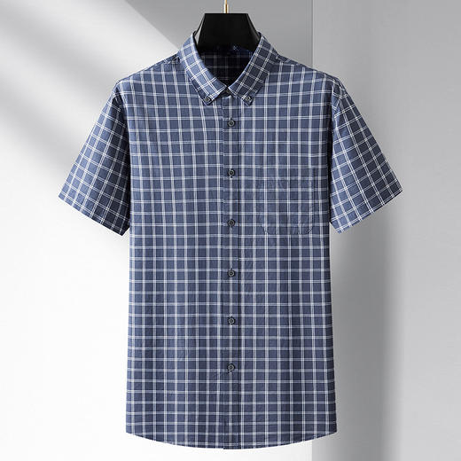 【DM】大依优型大码短袖衬衫棉格子半袖衬衣男士加肥特大码夏季半袖胖子300斤 商品图6