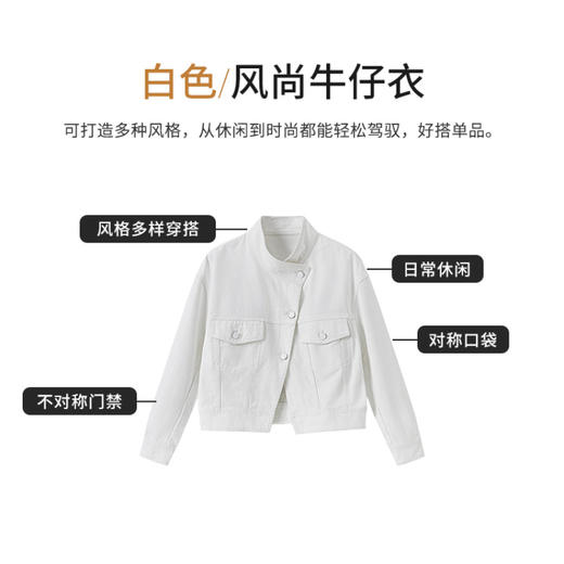 【商场同款】CNJ5380 “风尚牛仔衣” 白色清新、轻盈，斜纹牛仔棉，吸汗透气 白色牛仔外套 商品图9