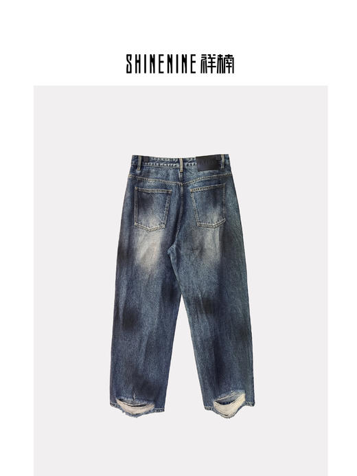 W419631632做旧直筒牛仔裤 商品图1
