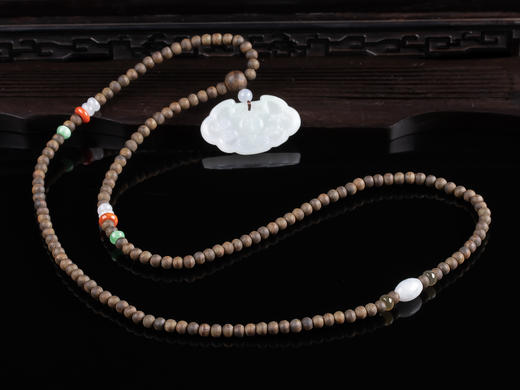 XY0069原创沉香diy翡翠平安如意锁挂件 商品图1