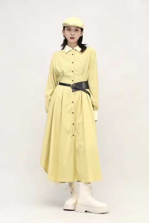 L.Fleuri 鹅黄色设计感衬衫式连衣裙 15857 商品图1