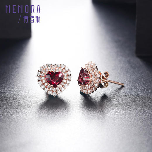 时光宠耀红宝石吊坠 18k金钻石围镶爱心红宝挂坠MEMORA诗普琳RP205801 商品图2