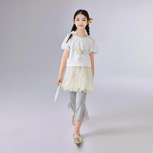 笛莎Deesha 童装女童T恤2025夏新款女童国风图案圆领T 商品图2