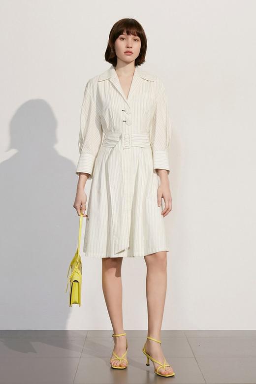 LILY 法式复古大翻领条纹衬衫式连衣裙 15669 商品图2