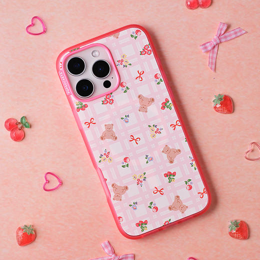 【蝴蝶结之梦·手机壳】小熊碎花 POPCASE手机壳 MagSafe Popcase磁吸款 粉色 格纹 蝴蝶结 iPhone 16/15/14/13 商品图1