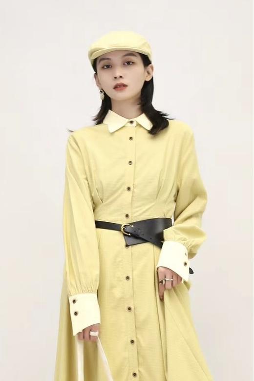 L.Fleuri 鹅黄色设计感衬衫式连衣裙 15857 商品图2