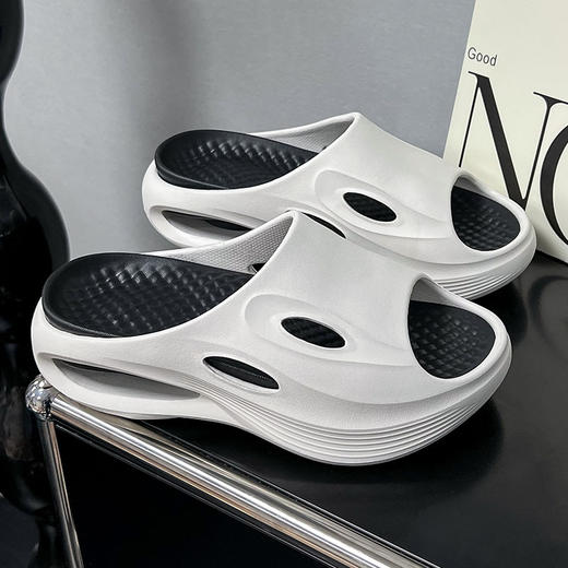 春夏新品【舒适休闲防滑鞋】厚底气垫般脚感 情侣款男女纯色室内外穿厚底凉拖鞋  商品图7