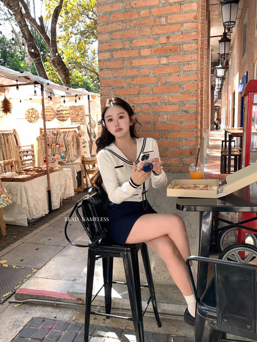 Read Nameless /海军风羊毛金扣上衣+藏青色韩版裙裤 2025/2/27 商品图10