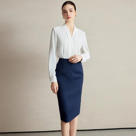 IWY/白色衬衫女高级感减龄洋气衬衣职业装套装新款公务员工作服B502+S2223