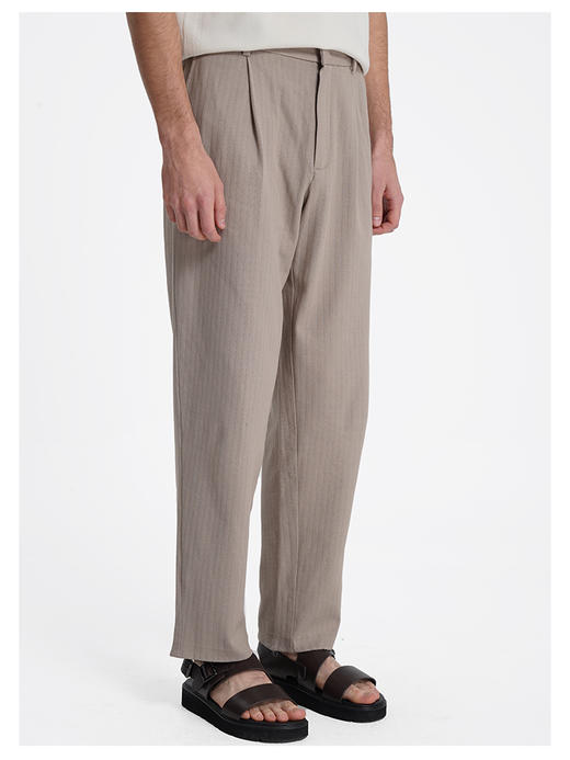 callisto燕麦卡其丝绵混纺休闲裤 商品图2