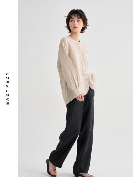 戛纳亚麻暗条纹衬衫 商品图3