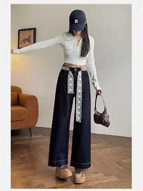 【牛仔系】品质-（颜色已固色）丹宁蓝显瘦牛仔裤百搭直筒阔腿裤88507-喜出