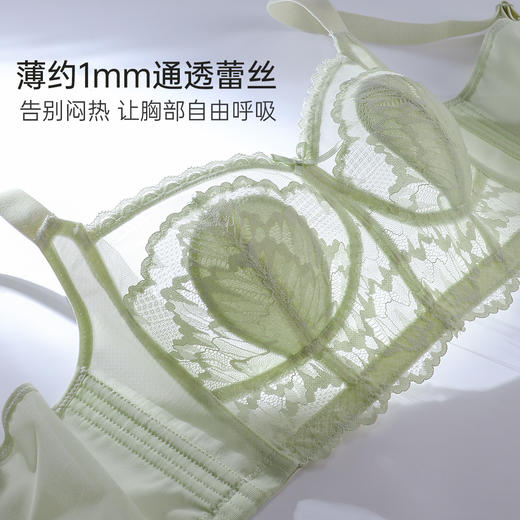 【298选3】D2-【B-E杯】【大胸显小 7A抑菌】轻薄透气蕾丝内衣女收副乳调整型薄款文胸  花藤月影 商品图2