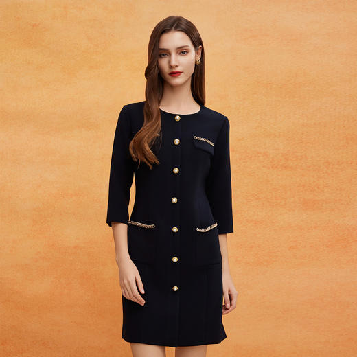 QE818斯尔丽25新款小香风连衣裙春装精致优雅名媛收腰时尚OL风连衣裙 商品图0