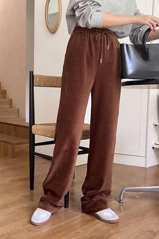LNNNS 棕色休闲百搭竖条灯芯绒长裤 17753 商品图1