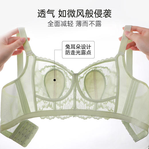 【298选3】D2-【B-E杯】【大胸显小 7A抑菌】轻薄透气蕾丝内衣女收副乳调整型薄款文胸  花藤月影 商品图5