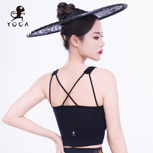 【现货秒发】壁虎瑜伽【2502SY320黑色墨染江山】美背亲肤两件套（一体式胸垫） 商品图5