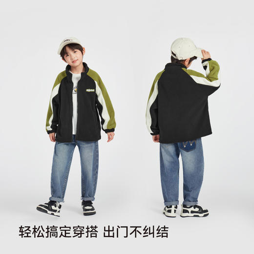 【团购价69.9】多多家男童摇粒绒外套2025新款春秋款儿童中大童拼接男孩上衣春装10258 商品图2