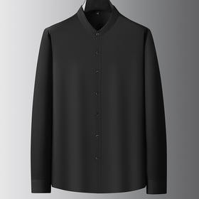 【牛津麻料】【DDA】大依优型大码长袖衬衫休闲立领棉质衬衣服男士加肥加大码简约胖子春款