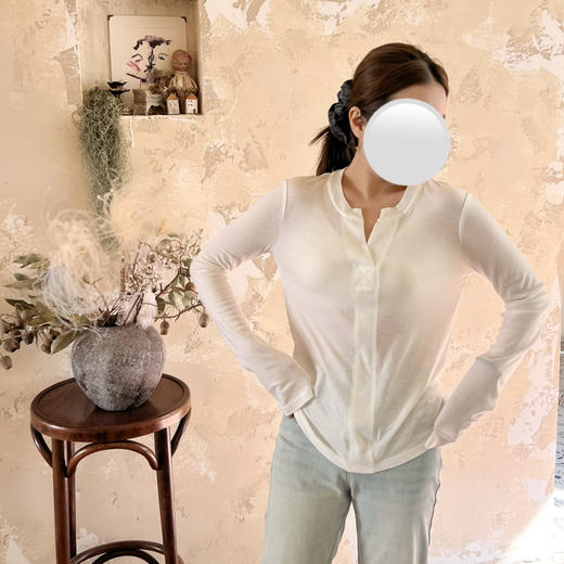 2502401    天丝 剪刀领长袖Tee 商品图2