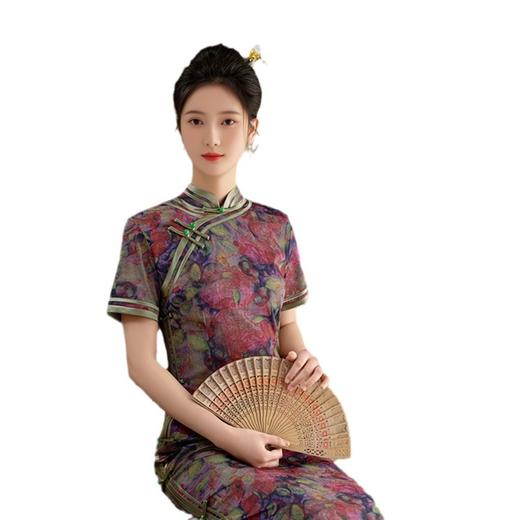 GX老上海复古中国风长款短袖旗袍2025春夏新款旗袍 商品图4