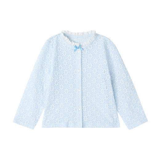 笛莎Deesha 童装女童外套2025夏新款女童蓝色小花萌趣长袖开衫 商品图4