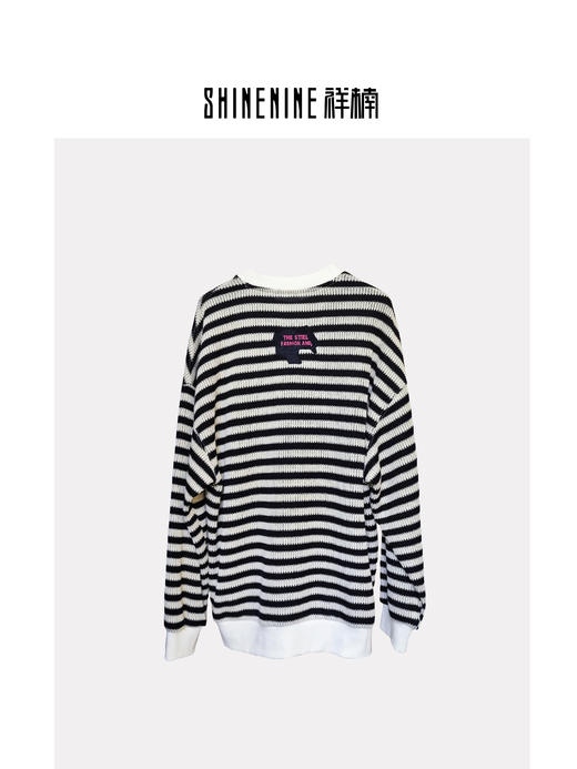 W432564221条纹圆领卫衣 商品图3