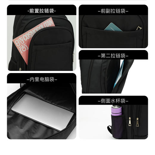 男士商务旅行运动双肩包  上班通勤电脑包户外出差背包大容量书包防水耐脏易打理防磨耐刮简约百搭 商品图4