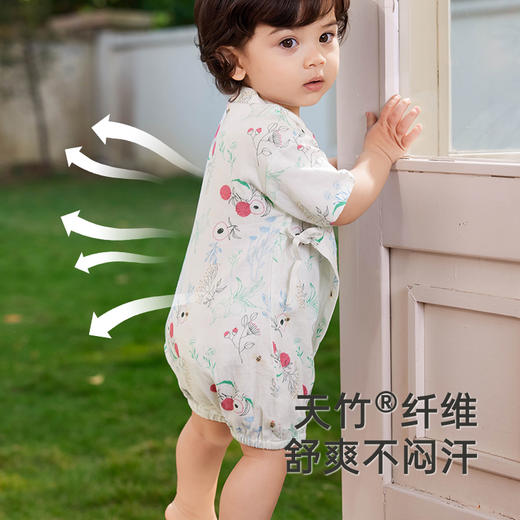 英氏婴儿衣服夏季竹纤维透气短袖男童女童连体衣包屁衣2025新款 商品图1