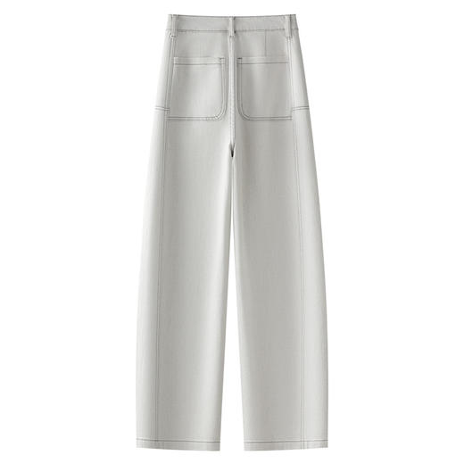 百媚生 白色加长弯刀裤新款牛仔裤高腰显瘦宽松阔腿镰刀裤82508 商品图1