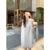 <曾小咸推荐>韩系氛围感白色V领无袖连衣裙 商品缩略图0