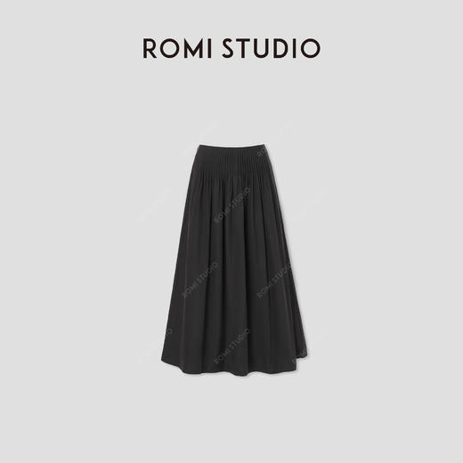 ROMI STUDIO“优雅复古”莱赛尔棉风琴褶后松紧腰A字半裙RWCSXB1732【不翻单】 商品图0