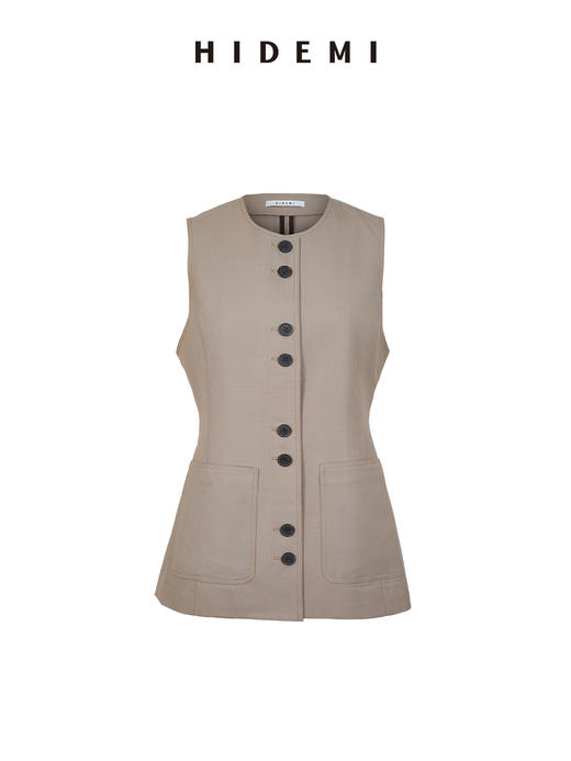 HIDEMI 自然甄选羊毛醋酸进口纱线极简西装马夹长裤三件套套装 商品图8