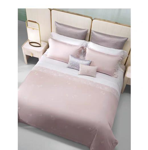 whinny/惠谊  新中式素色简约100S长绒棉全棉提花四件套 蝶舞墨香 商品图1