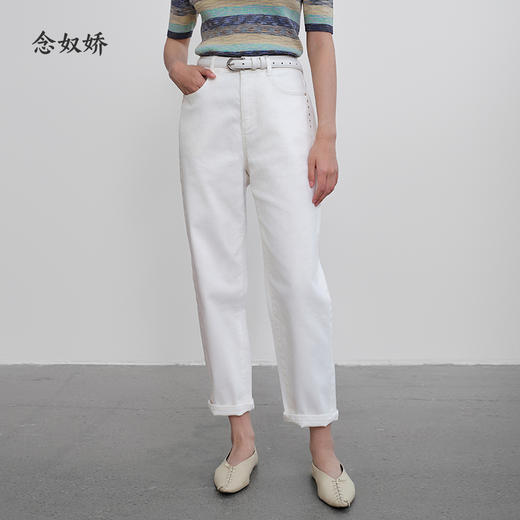 【商场同款】CNT5383 “省心裤” 米白色直通牛仔裤 好穿好搭白色牛仔裤 商品图8
