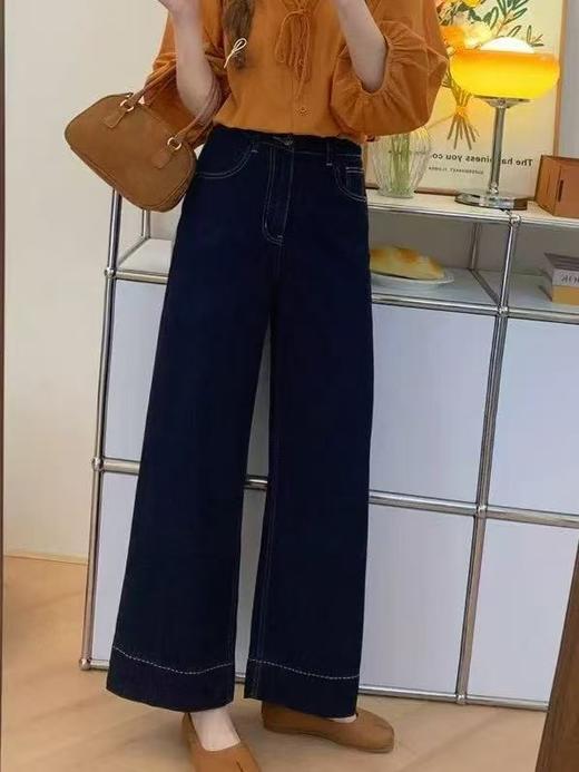 【牛仔系】品质-（颜色已固色）丹宁蓝显瘦牛仔裤百搭直筒阔腿裤88507-喜出 商品图4