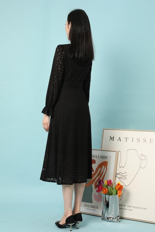 Le Malene 黑色镂空蕾丝优雅连衣裙 15650 商品图4