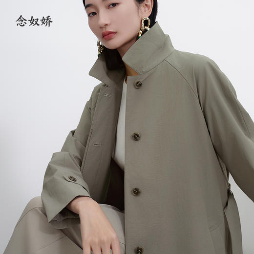 【商场同款】CNG5362 “悠然风衣”  苔藓绿色低调自然 显瘦中长风衣 商品图8