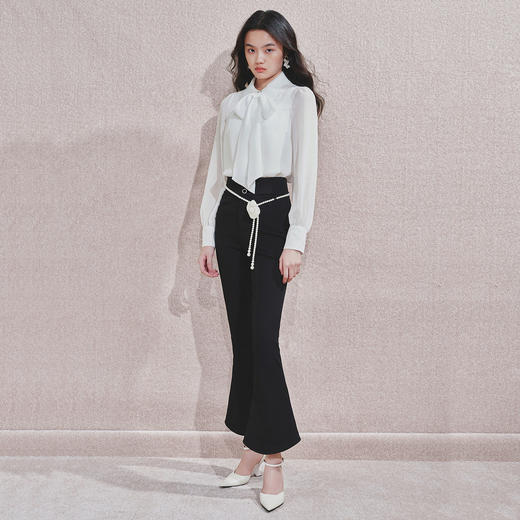 优雅气质系带蝴蝶结衬衫修身上衣女(货号:MF85TP753A1001) 商品图2