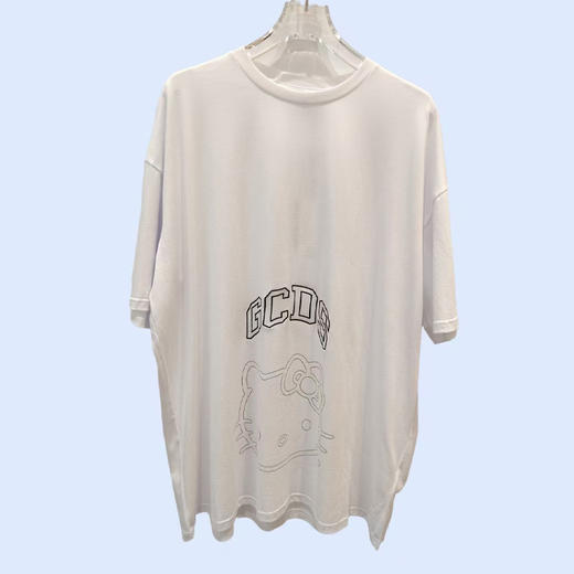 GCDS 女士 Hello Kitty 徽标棉质圆领短袖T恤 白色 A1HW1000JA310 商品图0