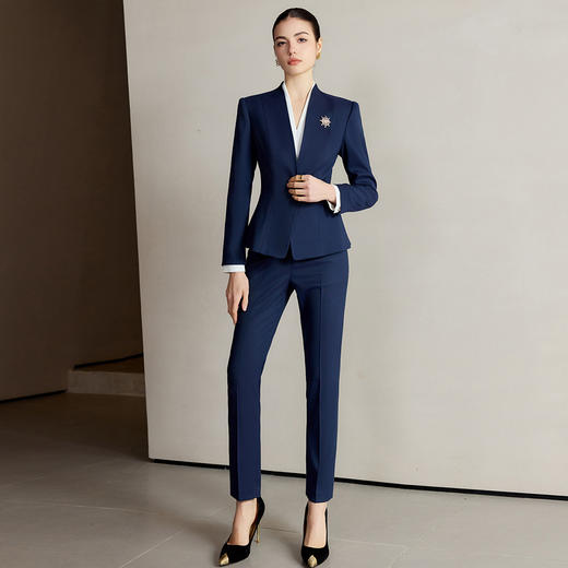 IWY/藏青色西装套装女气质干练公务员面试职业装CP2223+B502 商品图2