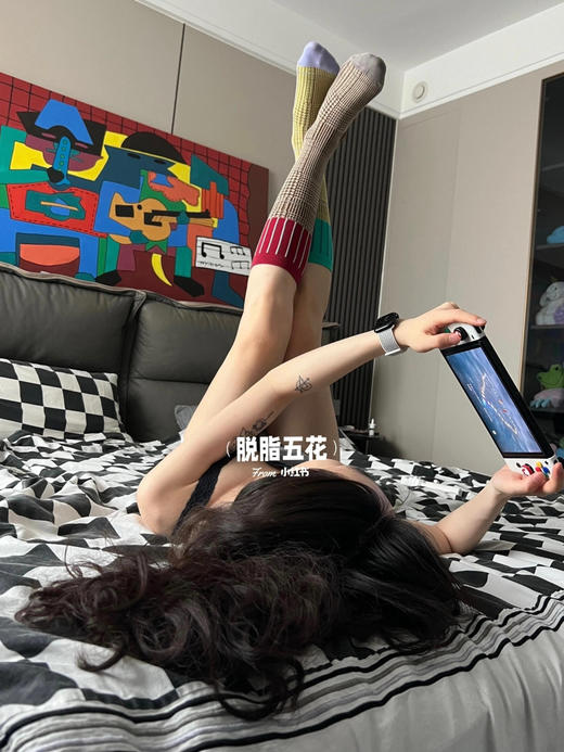 【3双一组】官网49/59一双！时髦精必入AlmondRocks反毛圈波点条纹长筒袜/千鸟格巴黎风微压瘦腿小腿袜 春夏穿搭灵魂 女袜配饰 商品图3