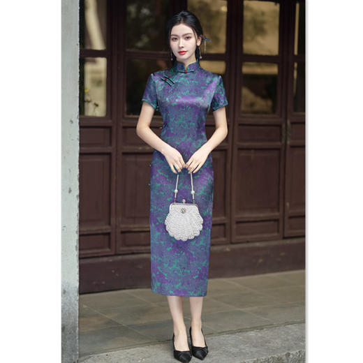 GX老上海复古中国风女士长款宴会旗袍2025春夏新款改良中式大码旗袍 商品图3