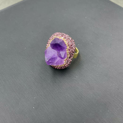 丁摩 天然原石紫晶花四件套欧美法式原矿饰品毛衣链高档手工套装5ZF-7001 商品图3