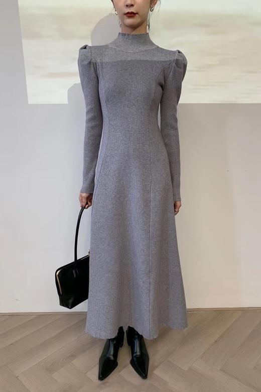 L.Fleuri 韩系简约收腰高领针织连衣裙 17641 商品图2