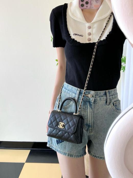 香奈儿24k秋冬系列MiniCocohandle黑色手拿斜挎包（HH） 商品图10