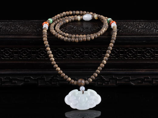 XY0069原创沉香diy翡翠平安如意锁挂件 商品图0