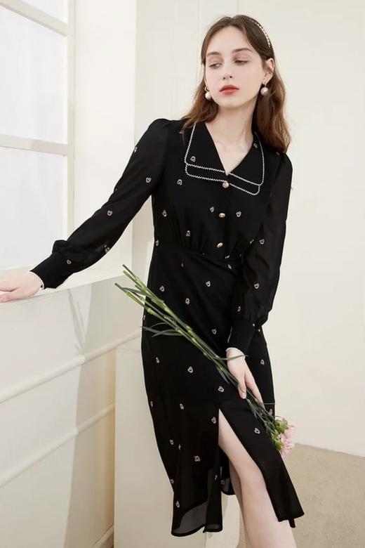 三COLOUR 黑色刺绣甜美连衣裙 15710 商品图3